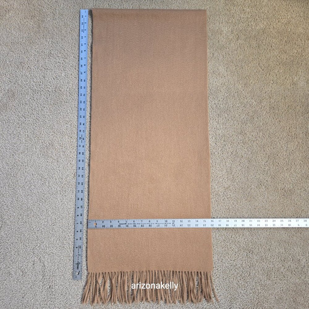 NWOT Tan Cashmere Scarf With Fringe - Picture 2 of 16